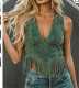 SC Suede Sleeveless Tassel Tank Tops GXBQ-H27