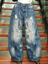 SC Plus Size Graffiti Holes Loose Jeans GYLN-5005