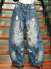 SC Plus Size Graffiti Holes Loose Jeans GYLN-5005