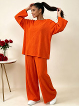 SC Plus Size Long Sleeve Loose Top Wide Leg Pants Suit QMZF-2157