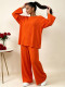 SC Plus Size Long Sleeve Loose Top Wide Leg Pants Suit QMZF-2157