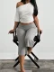 SC Solid Color T Shirt Loose Seventh Pants Suit GHYX-TXY5412