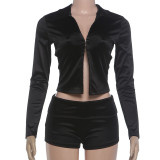 SC Long Sleeve T Shirt Two Piece Short Set GYME-K6S15081A