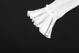 SC See Through V Neck Ruffles Top GYME-K6L13179A