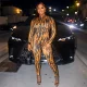 SC Long Sleeve Print Backless Jumpsuit GDSF-D26JP305