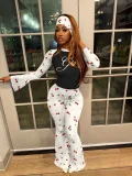 VIP1 Print Long Sleeve Sport Yoga Suit(With Hairband) QXLB-D10290