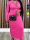 SC Plus Size Solid Color Long Sleeve Knits Midi Dress ZDF-33555