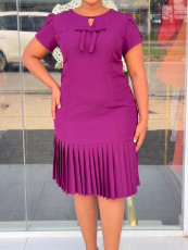 SC Pleated Bow Invisible Zipper Midi Dress GYLY-11299