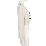 SC Suede Double-breasted Short Coats GPKJ-MR51036
