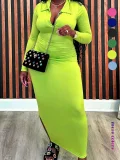 SC Plus Size Solid Color Long Sleeve Knits Midi Dress ZDF-33555