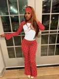 VIP1 Print Long Sleeve Sport Yoga Suit(With Hairband) QXLB-D10290