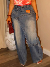 SC Plus Size Irregular Patchwork Washed Jeans GYLN-1888