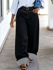SC Plus Size Hot Drill Rivet Washed Jeans GYLN-3836