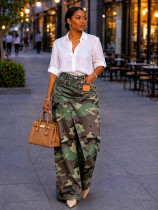 SC Asymmetric Camo Straight-Leg Pants SH-391661