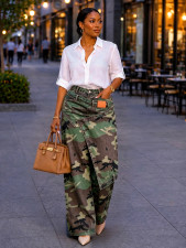 SC Asymmetric Camo Straight-Leg Pants SH-391661