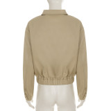 SC Lapel Neck Zipper Long Sleeve Jackets GPKJ-MR51635
