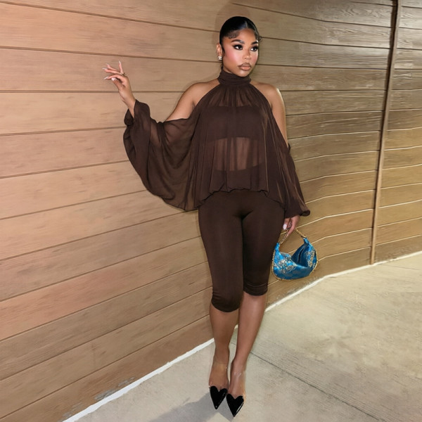 SC Solid Color Off Shoulder Three Piece Set GDSF-C26ST343