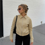 SC Lapel Neck Zipper Long Sleeve Jackets GPKJ-MR51635