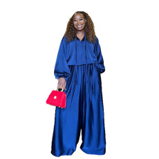 SC Loose Lantern Sleeve Top Wide-Leg Pants Two Piece Set NY-3953