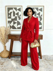 SC Elegant Beaded Long Sleeve Blazer And Pants Set NY-11305