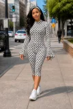 SC Polka Dot Print Long Sleeve Backless Jumpsuit(With Headscarf) CM-60618