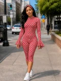 SC Polka Dot Print Long Sleeve Backless Jumpsuit(With Headscarf) CM-60618