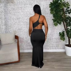 SC Solid Color Hollow Out Maxi Dress QODY-6079