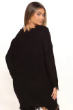 SC Plus Size V Neck Long Sleeve Irregular Tassel Mini Dress YMEF-59122