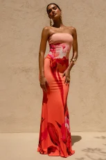 SC Sexy Printed Off Shoulder Maxi Dress MZ-26021