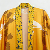 SC Plus Size Retro Floral Printed Satin Sleeping Robe Coat QMZF-1876