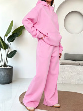 SC Solid Color Long Sleeve Hooded Two Piece Pants Set MIL-L407
