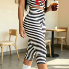 SC Black White Stripe Slim Seventh Pants GNJF-Z17