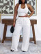 SC Solid Color Sleeveless Casual Two Piece Pants Set HNIF-YF303