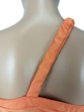 SC Solid Color Single Shoulder Ruched Top SHD-8129