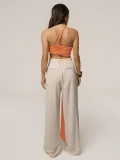 SC Solid Color Single Shoulder Ruched Top SHD-8129