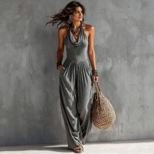 SC Sleeveless Off Shoulder Backless Jumpsuit SHD-8519