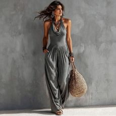 SC Sleeveless Off Shoulder Backless Jumpsuit SHD-8519