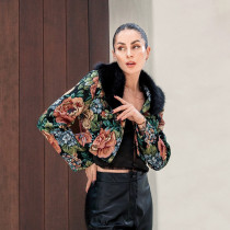SC Vintage Floral Jacquard Patchwork Coat GDSF-Q26TP222