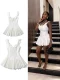 SC V Neck Solid Color Backless Mini Dress GMYU-9512