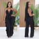 SC Halterneck V Neck Ruffles Sling Jumpsuit BY-7836