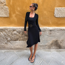 SC Long Sleeve Square Neck Midi Dress GPKJ-MR51309