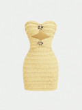 SC Solid Color Ruched Knits Mini Dress GZIY-6511