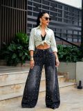 SC Plus Size Riveted Washed Straight Jeans GYLN-0690