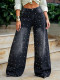 SC Plus Size Riveted Washed Straight Jeans GYLN-0690