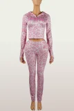 SC Letter Printed Long Sleeve Hooded Pants Suit YWXS-K25L1054