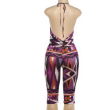 SC Sleevelss Backless Printed Skinny Jumpsuit GZJQ-K6D17092A