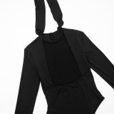 SC Long Sleeve Solid Color Backless Bodysuit GSZM-D26BS343