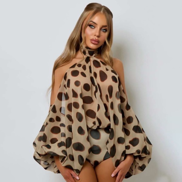 SC Off Shoulder Printed Romper(With Headscarf) GYME-K6S16645A