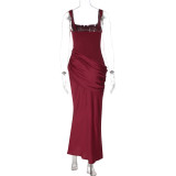 SC Sleeveless Square Neck Satin Maxi Dress LJSF-D6822321X
