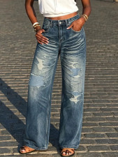 SC Plus Size Washed Straight Jeans GYLN-3147